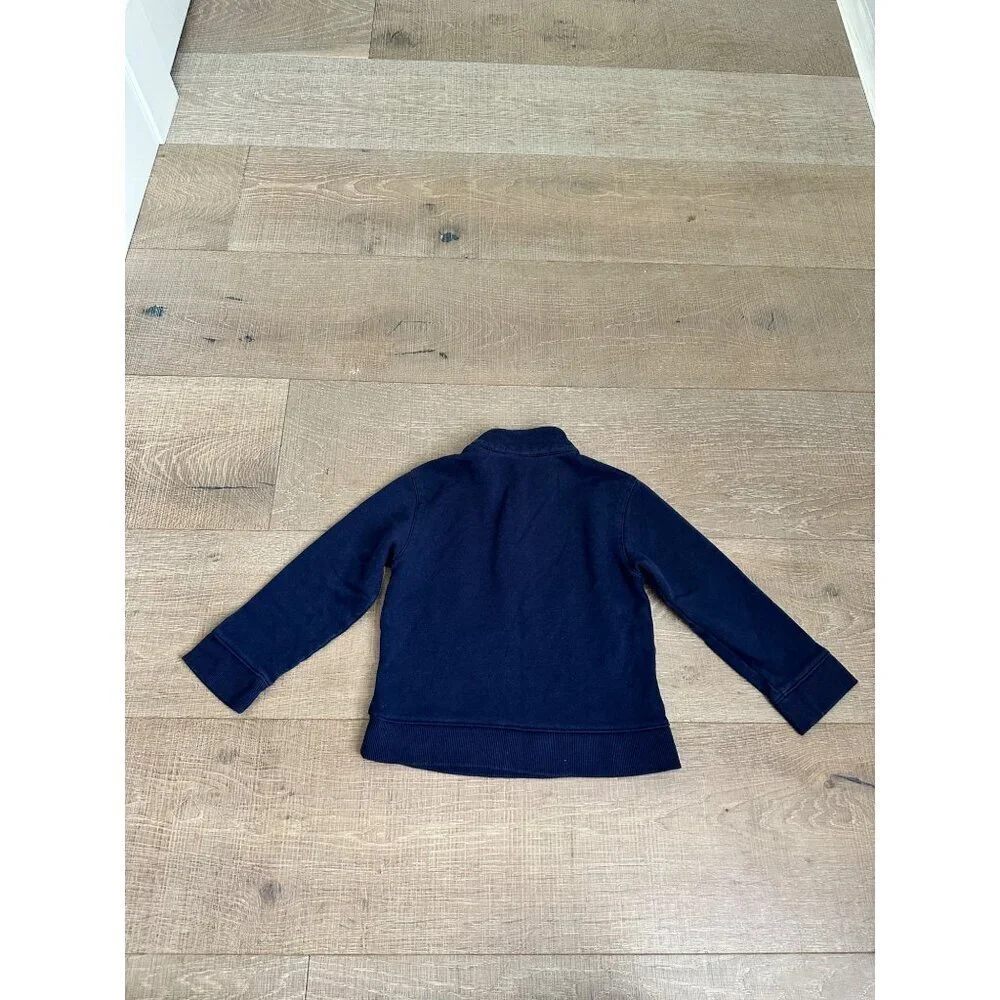Janie & Jack Navy Blue 1/4 Button Pullover Sweatshirt With Kangaroo Pocket Boys